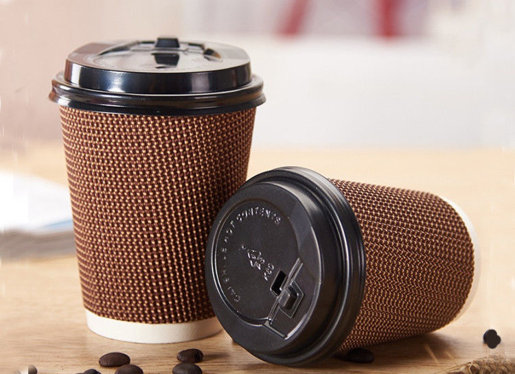 boca de 90mm três copos de café descartáveis ondulados 16oz das camadas