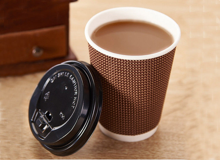 boca de 90mm três copos de café descartáveis ondulados 16oz das camadas
