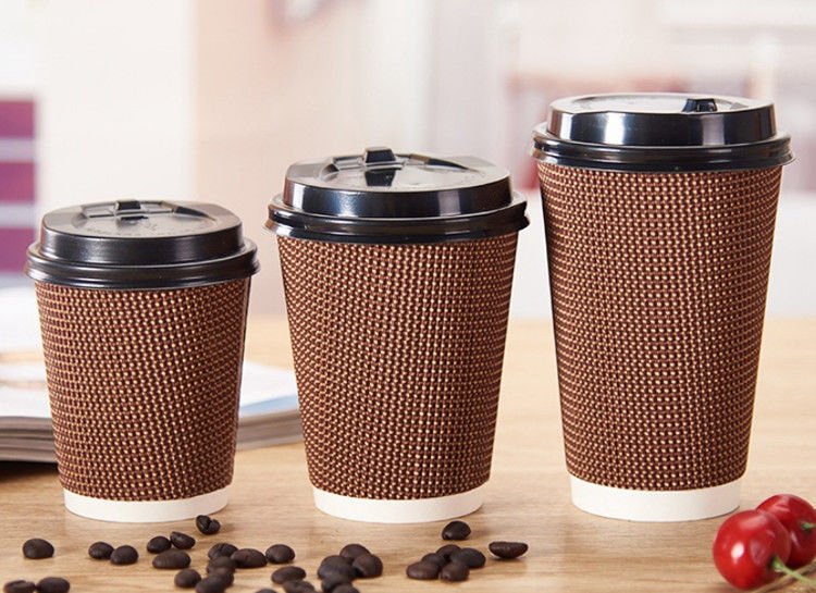 boca de 90mm três copos de café descartáveis ondulados 16oz das camadas