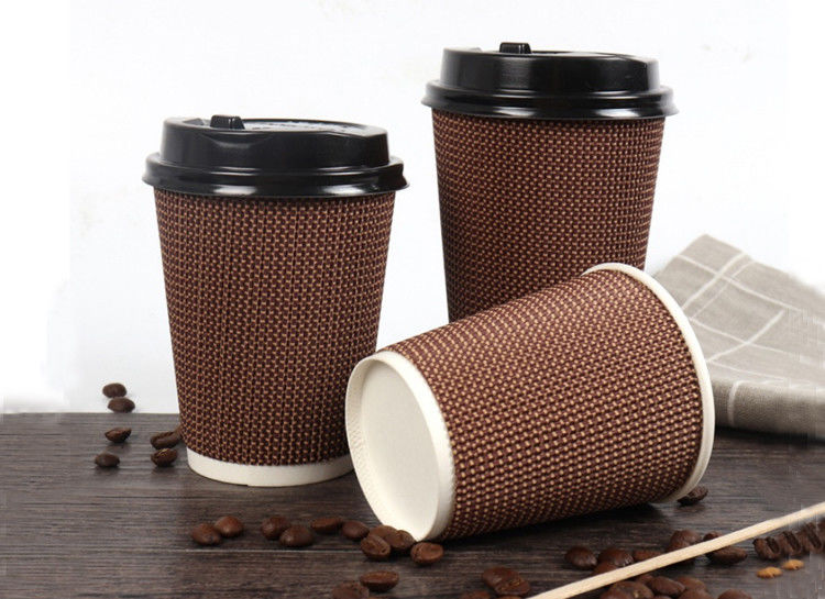 boca de 90mm três copos de café descartáveis ondulados 16oz das camadas