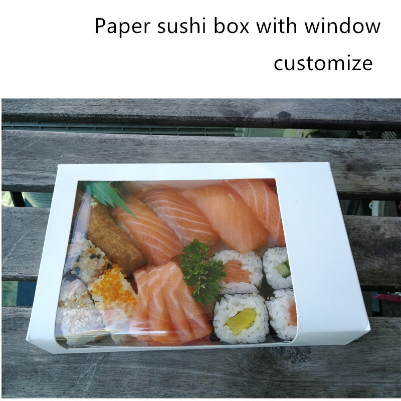 Caixa afastada do sushi descartável do papel de embalagem com janela clara ISO9001