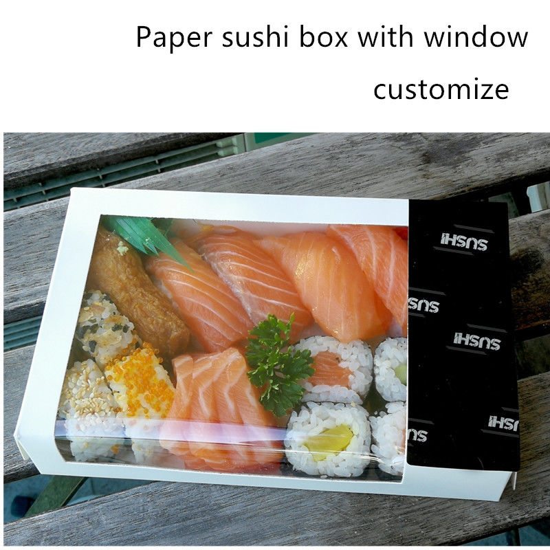 Caixa afastada do sushi descartável do papel de embalagem com janela clara ISO9001