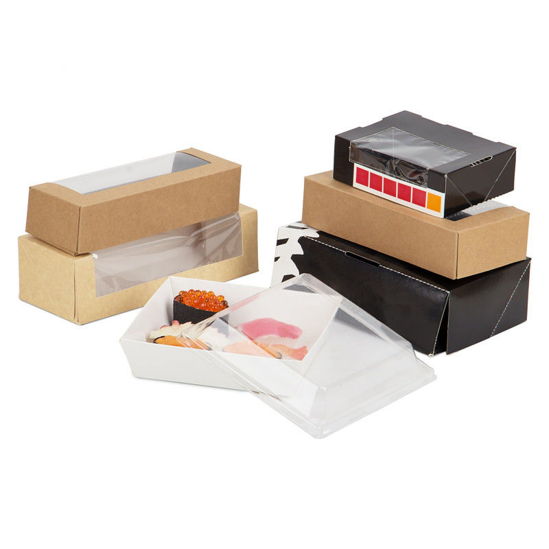 Caixa afastada do sushi descartável do papel de embalagem com janela clara ISO9001