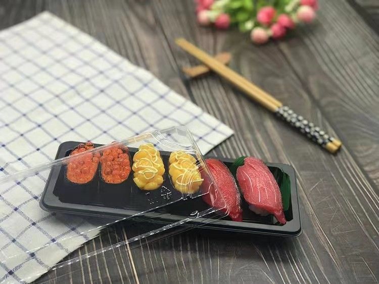 Sushi plástico Tray Food Grade Disposable da tampa transparente