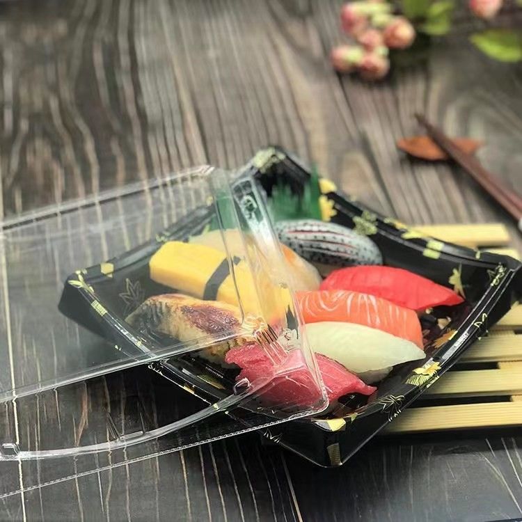 Sushi plástico Tray Food Grade Disposable da tampa transparente