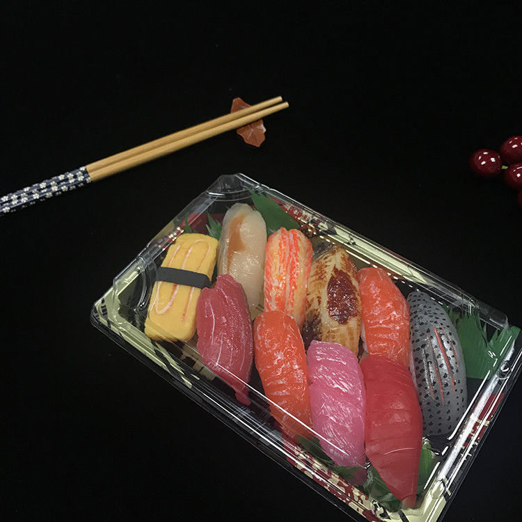 Sushi plástico Tray Food Grade Disposable da tampa transparente