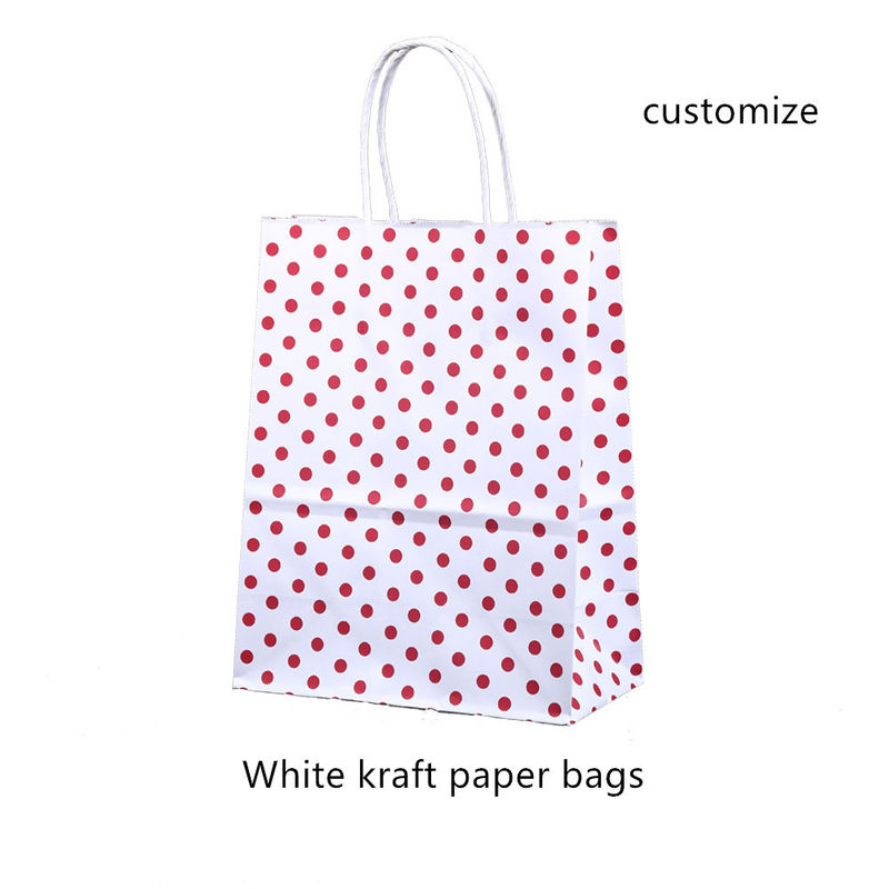 Saco de compras branco reciclável do papel de embalagem de 128gsm com punho do cordão
