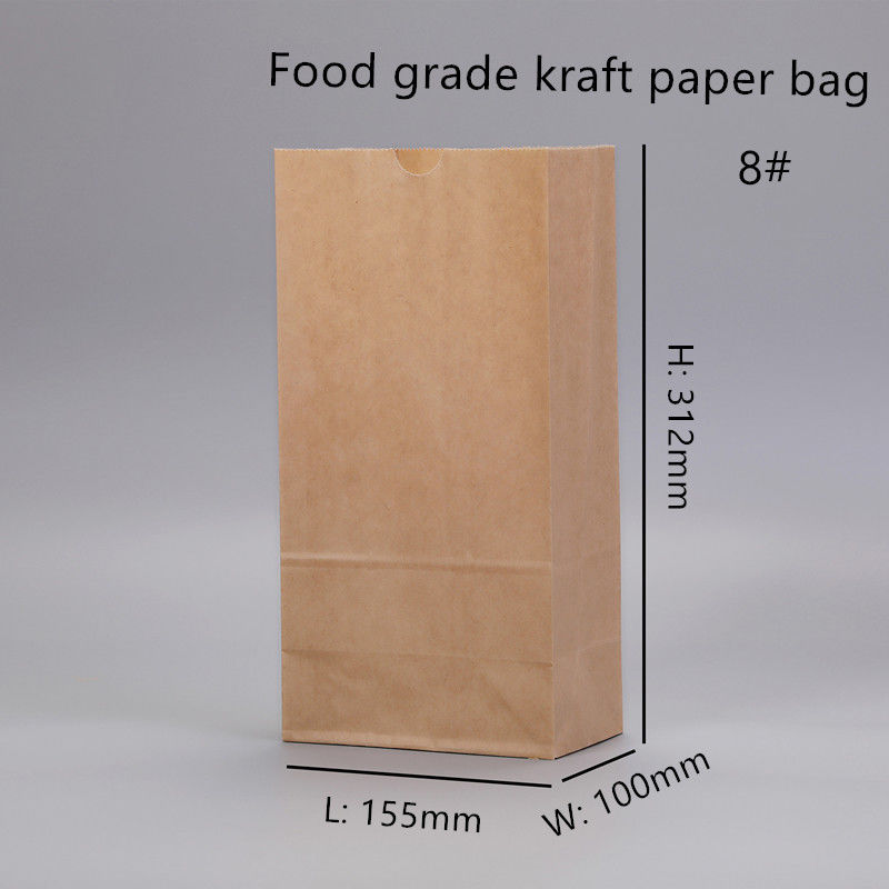 Sacos descartáveis da padaria de Brown Kraft com parte inferior quadrada