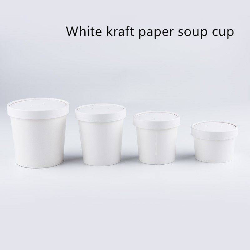 recipientes afastados do papel de embalagem Eco do branco de 12oz 16oz 320gsm
