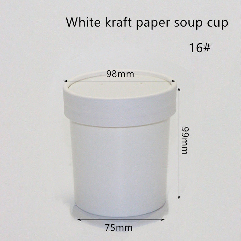 recipientes afastados do papel de embalagem Eco do branco de 12oz 16oz 320gsm