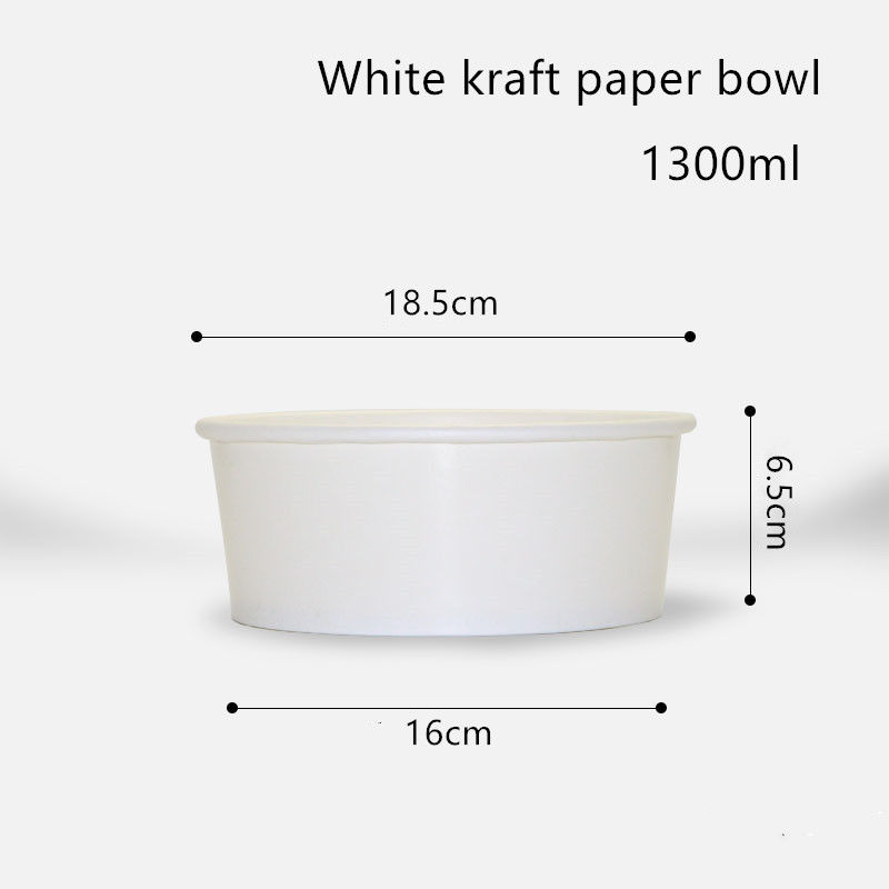 bacia branca descartável do papel de embalagem de 500ml 750ml 1000ml 1300ml para a salada