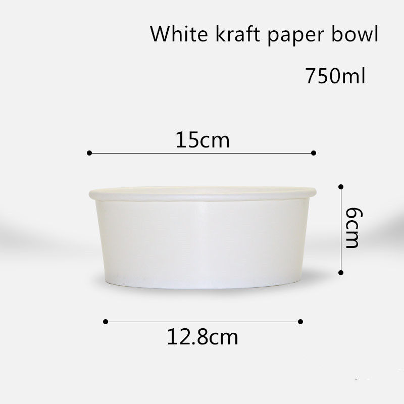 bacia branca descartável do papel de embalagem de 500ml 750ml 1000ml 1300ml para a salada