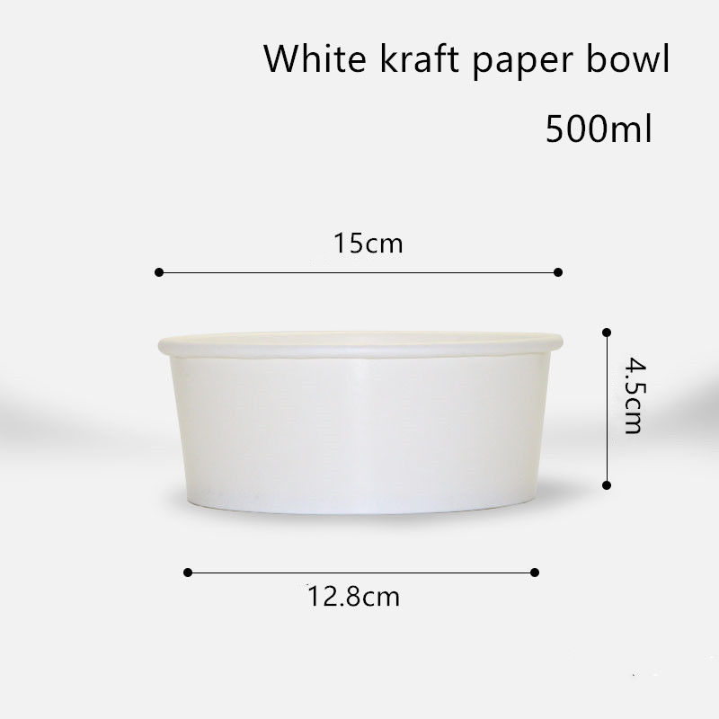 bacia branca descartável do papel de embalagem de 500ml 750ml 1000ml 1300ml para a salada