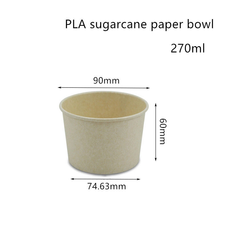 Recipiente afastado de papel da bacia de sopa da cana-de-açúcar Compostable do PLA