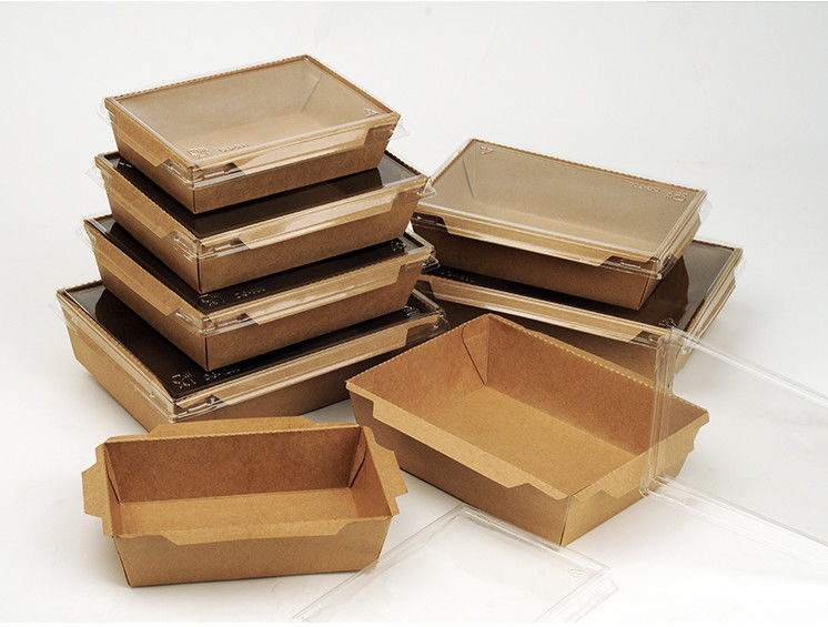 Lancheira afastada descartável de Brown Kraft com tampa do ANIMAL DE ESTIMAÇÃO