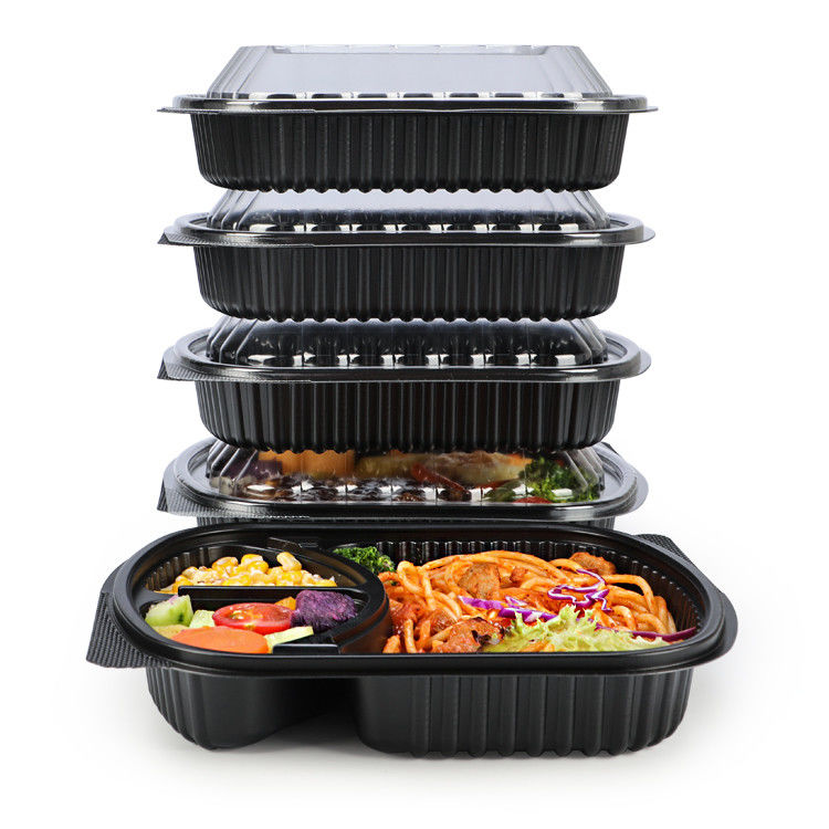 O plástico Microwavable do compartimento da preparação 2 da refeição leva embora a caixa com tampa