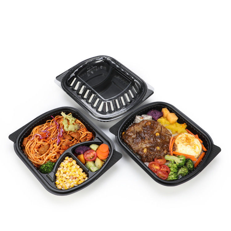O plástico Microwavable do compartimento da preparação 2 da refeição leva embora a caixa com tampa