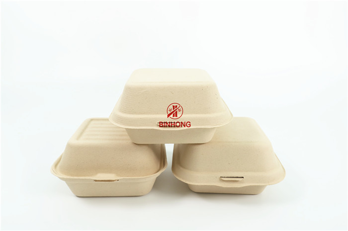 Descartável biodegradável da caixa de Straw Takeaway Food Container Burger do trigo