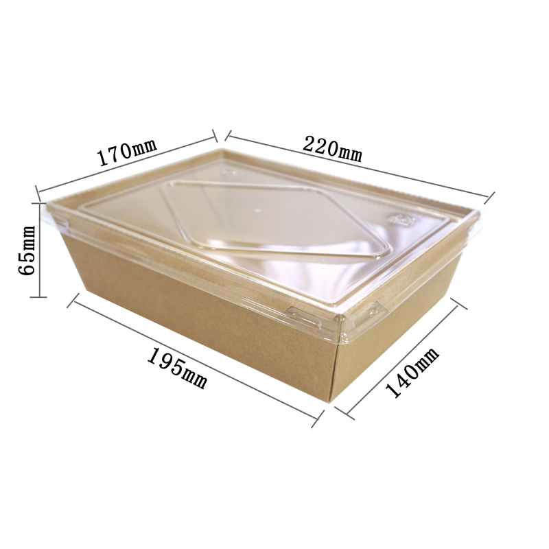Lancheira retangular 500ml biodegradável descartável de Kraft da salada - 2100ml
