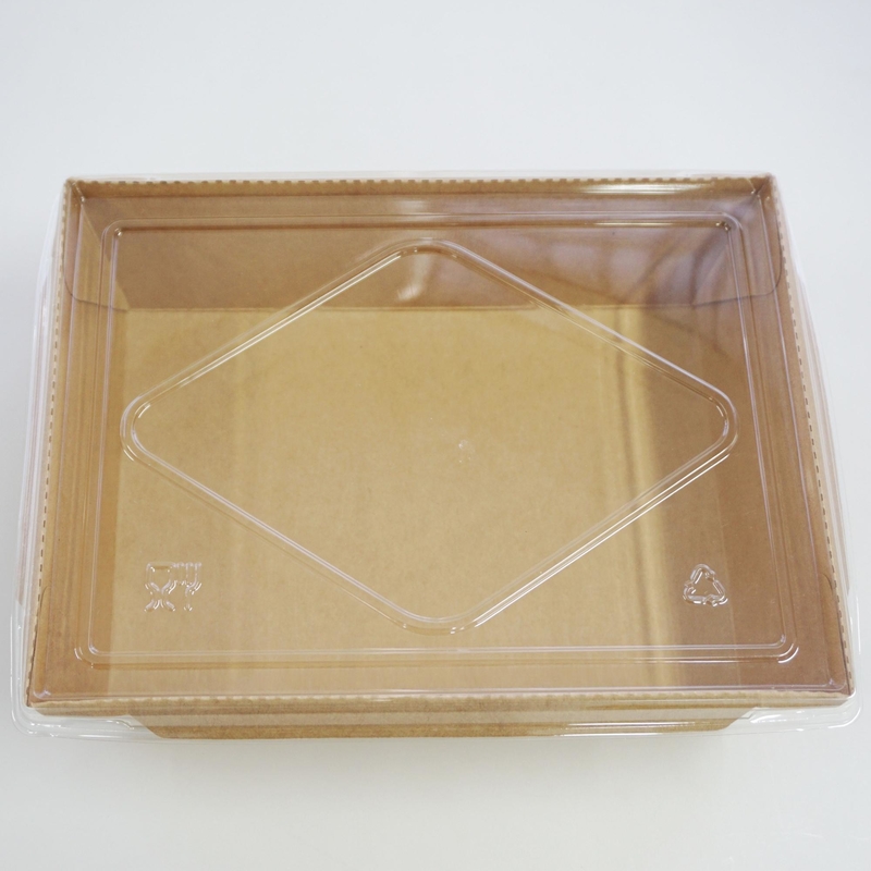 Lancheira biodegradável descartável 500ml retangular de Kraft do recipiente de alimento - 2100ml