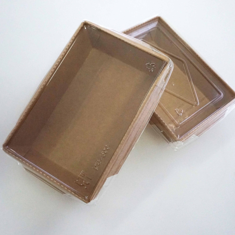 Lancheira biodegradável descartável 500ml retangular de Kraft do recipiente de alimento - 2100ml