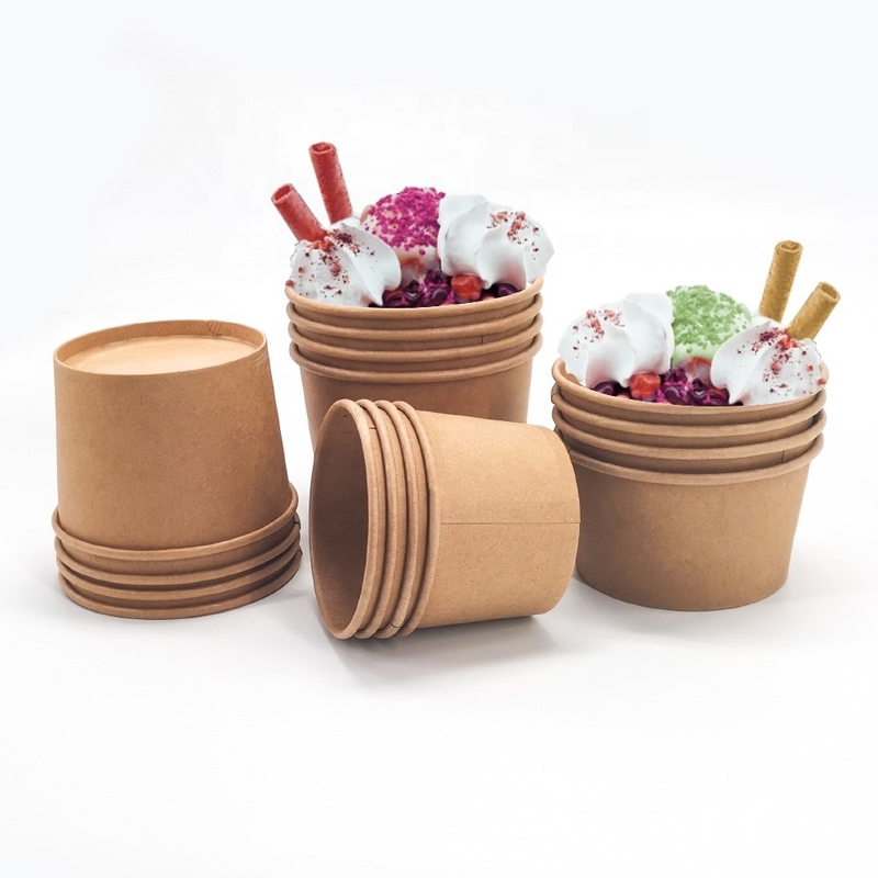 Copo de papel imprimindo feito sob encomenda da sobremesa do gelado com tampa