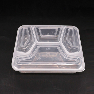 Produto comestível de recipiente de alimento da lancheira do retângulo de quatro PP do compartimento com tampa convexa